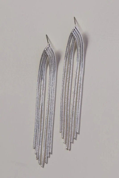 Silver Waterfall Chain Earrings by Nickle & Suede - Bel Air Boutique