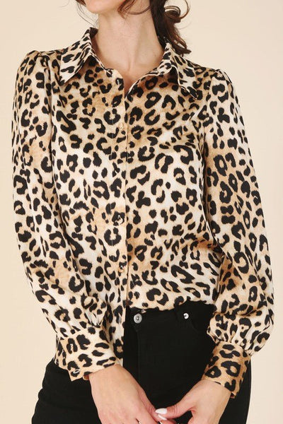 Suzie Satin leopard blouse - Bel Air Boutique