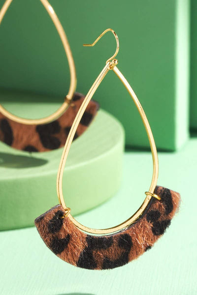 Teardrop and Faux Leather Earrings - Bel Air Boutique