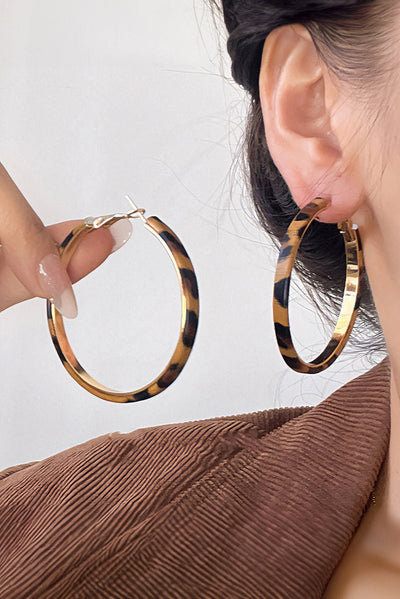 Thai Curry Leopard Print Hoop Earrings - Bel Air Boutique