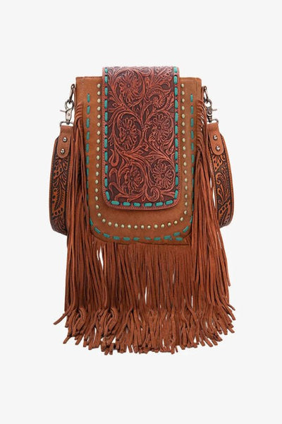 Trinity Ranch Floral Tooled Fringe Concealed Carry Crossbody - Bel Air Boutique