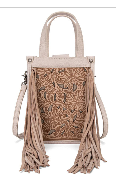 Trinity Ranch Floral Tooled Fringe Mini Tote Crossbody - Bel Air Boutique