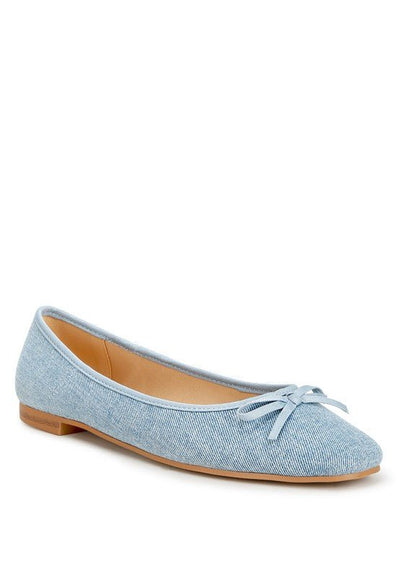 Vigilante Bow Detail Denim Ballerinas - Bel Air Boutique