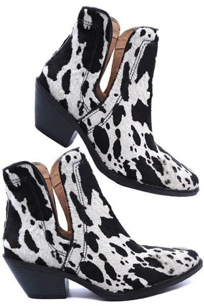 Western Cut Out Animal Hair Booties - Bel Air Boutique