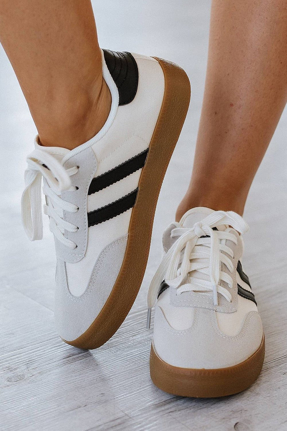Where Have You Been Striped Lace Up Flat Sneakers