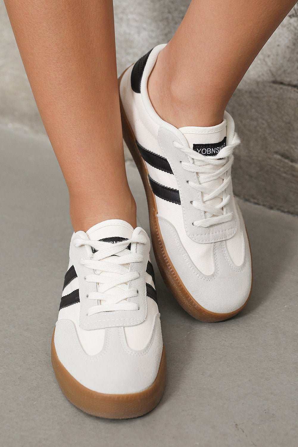 Where Have You Been Striped Lace Up Flat Sneakers