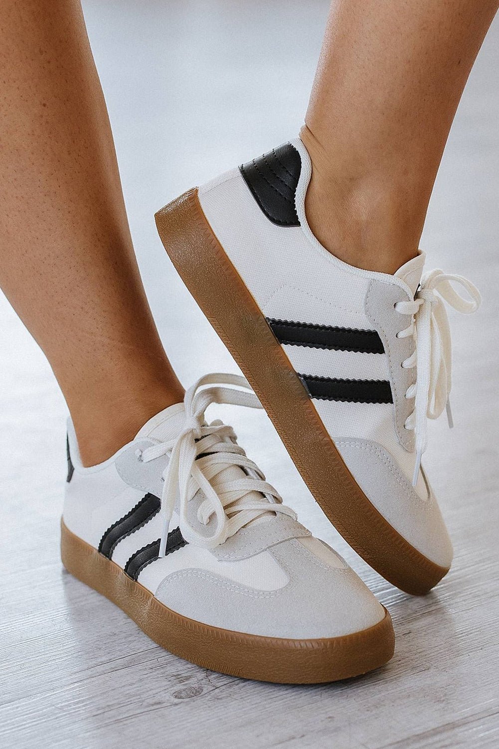 Where Have You Been Striped Lace Up Flat Sneakers
