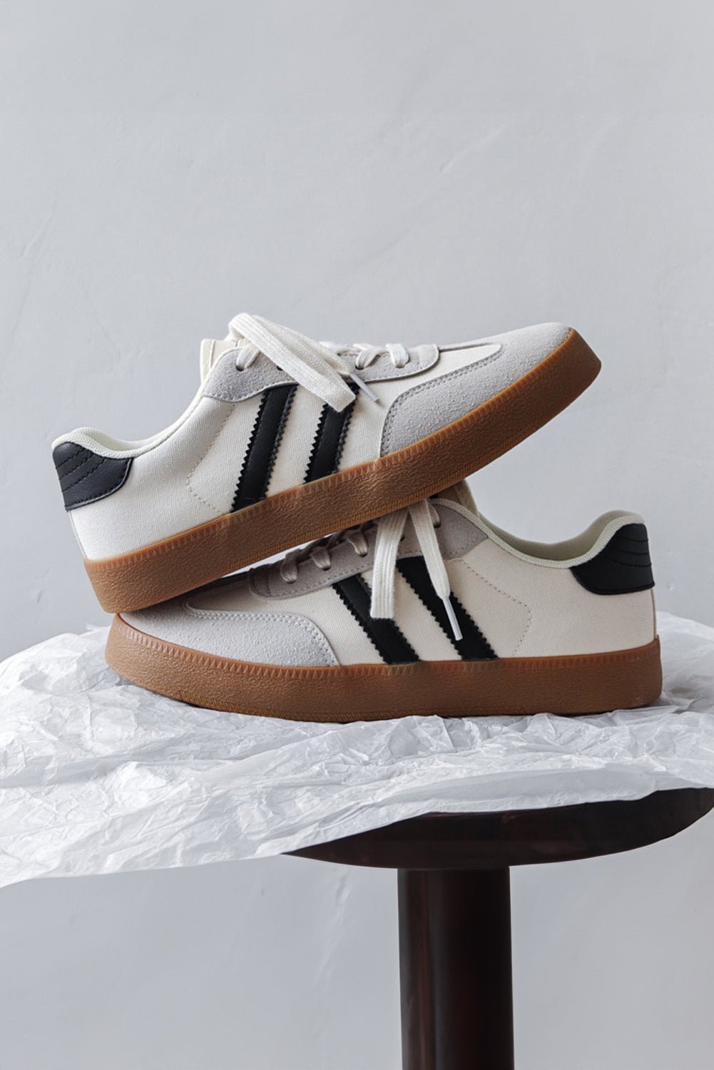Where Have You Been Striped Lace Up Flat Sneakers