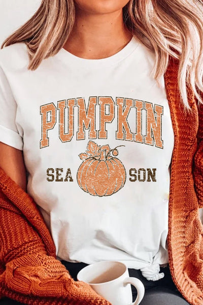 White PUMPKIN SEASON Cracking Printed Cotton Blend T Shirt - Bel Air Boutique