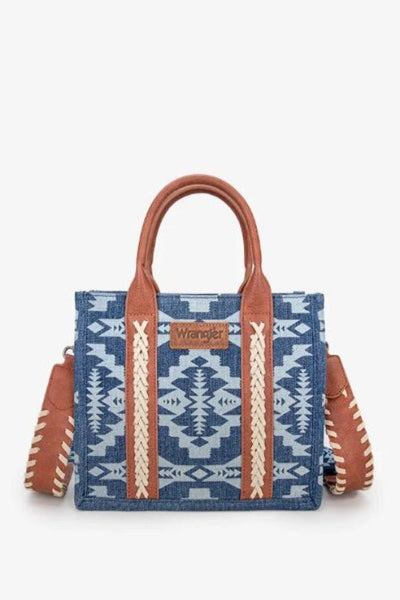 Wrangler Southwestern Print Small Canvas Tote/Crossbody - Jean - Bel Air Boutique