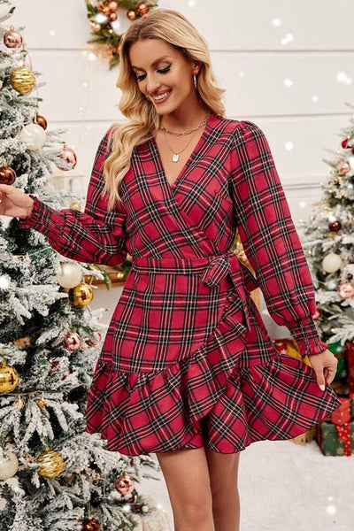 Wrapped In Plaid Dress - Bel Air Boutique