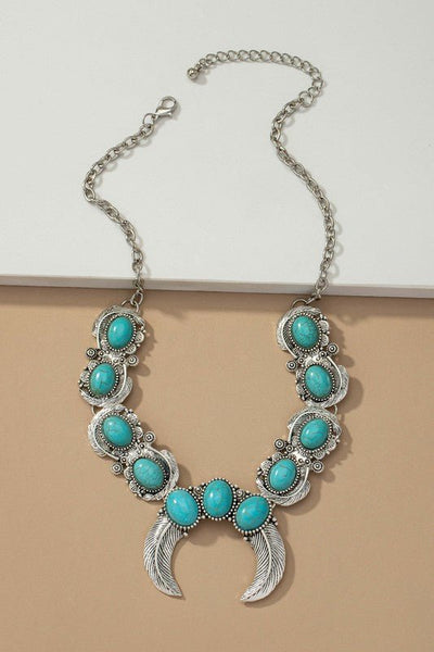 Boho statement necklace with turquoise stones - Bel Air Boutique