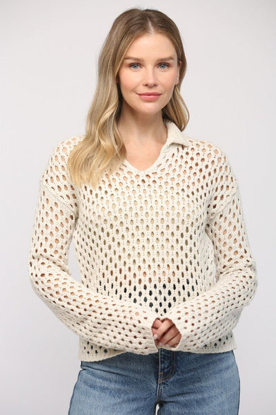 Charley Collard Open Knit Sweater - Bel Air Boutique