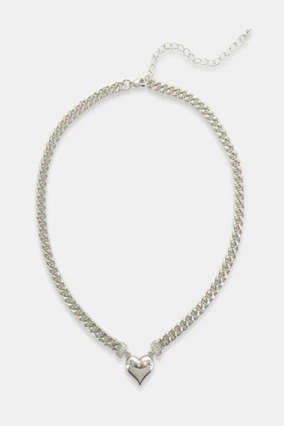 Curb Chain Necklace with Heart - Bel Air Boutique