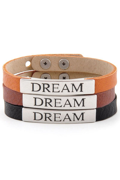 Dream Virtue plaque leather bracelet - Bel Air Boutique