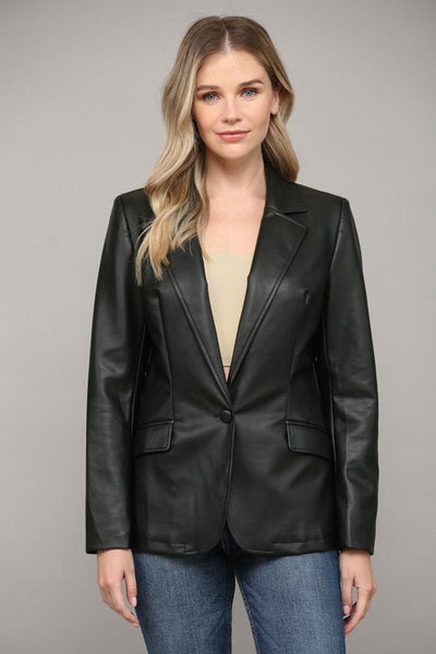 For You Leather Blazer - Bel Air Boutique