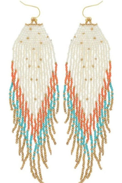 Gloria Seed Bead Fringe Earrings - Bel Air Boutique