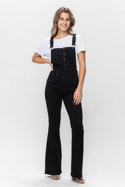 Judy Blue Black High Waist Control Top Retro Flare Overall - Bel Air Boutique