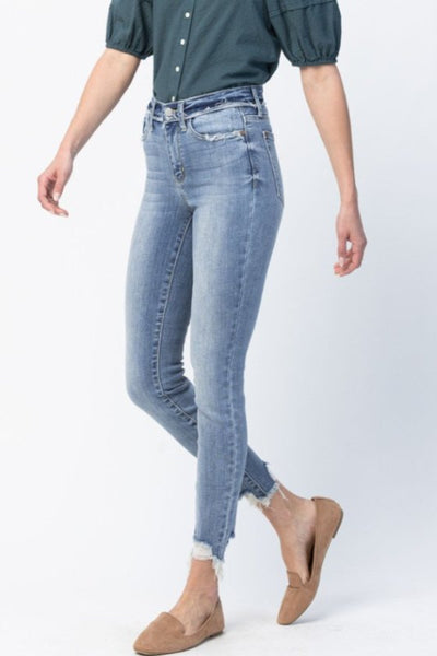 Judy Blue Mid Rise Detail Waistband Skinny - Bel Air Boutique