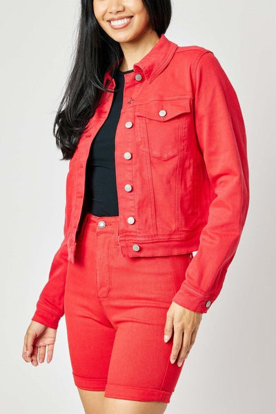 Judy Blue Red Denim Jacket - Bel Air Boutique