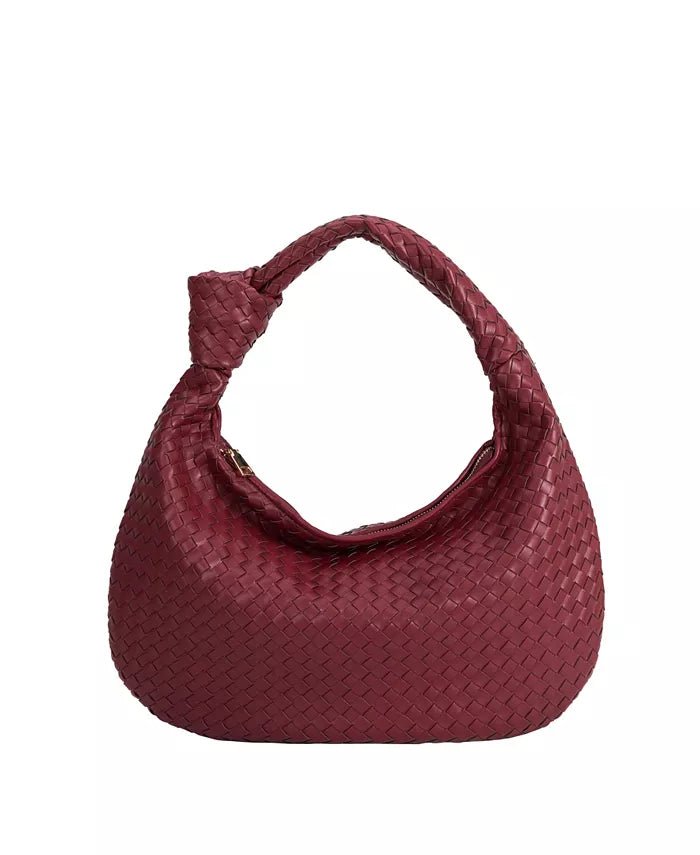Hobo Woven Vegan Leather Weave Tote Bag Red