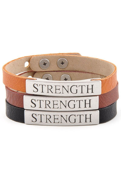 Strength Virtue plaque leather bracelet - Bel Air Boutique