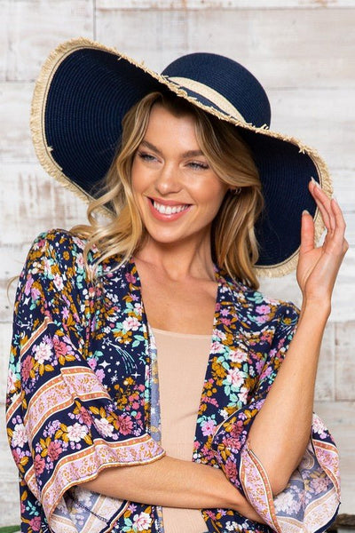 The Hamptons Navy Straw Hat - Bel Air Boutique